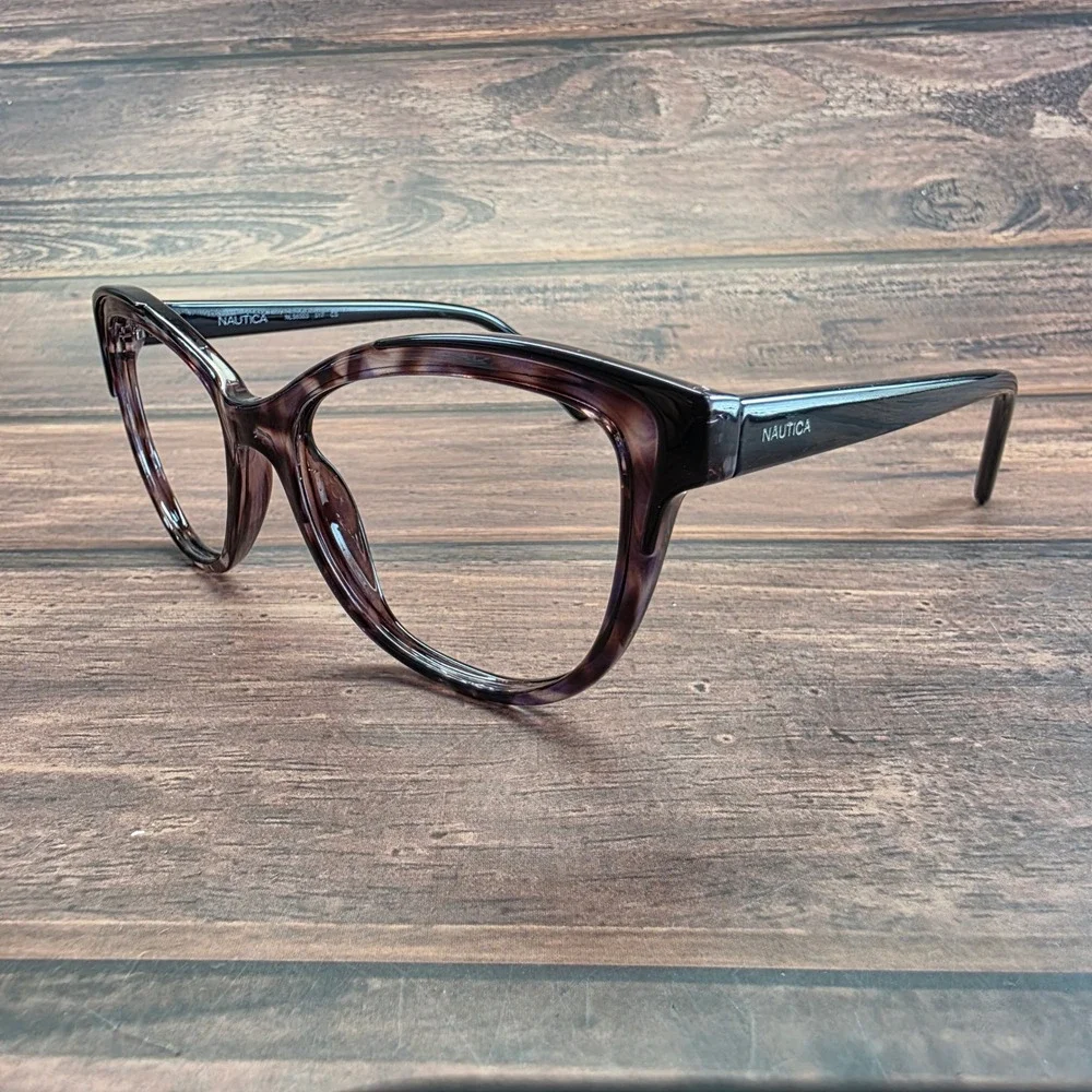 Nautica NLS6003‎ Womens Cat Eye Glasses Purple Tortoise Black Frames 55-17-140